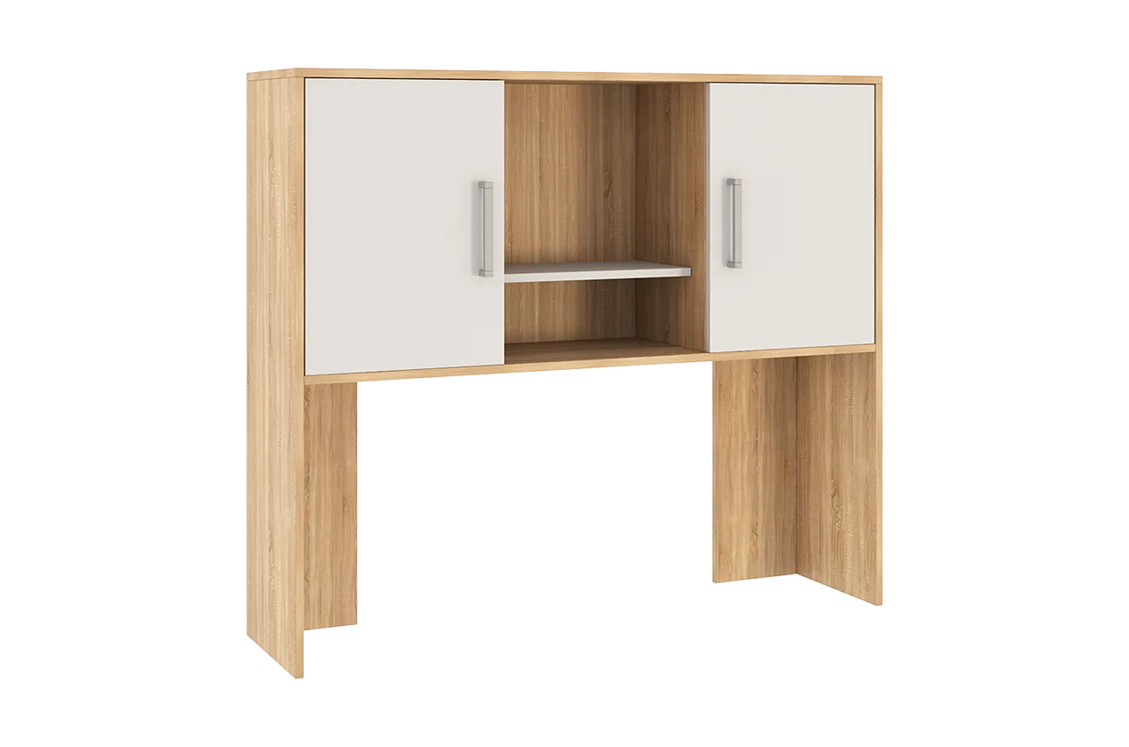 Надстройка стола компьютерного 1200 Лайт-2 дуб сонома/белый в Нягани - nyagan.mebel-tymen.ru | фото