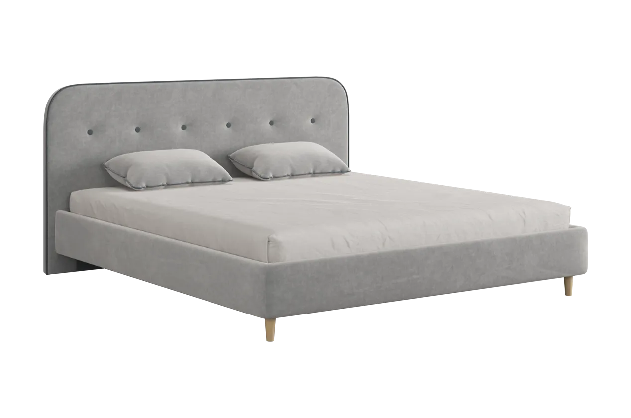 Кровать с основанием Лео 180х200 см галька (велюр)/графит (велюр) в Нягани - nyagan.mebel-tymen.ru | фото