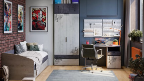 Детская «Оксфорд-2» Матера, Дуб крафт белый с рисунком в Нягани - nyagan.mebel-tymen.ru | фото