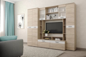 Гостиная Белла Дуб сонома/Белый глянец в Нягани - nyagan.mebel-tymen.ru | фото