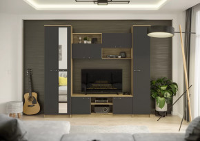 Гостиная Герда Дуб крафт серый/Антрацит в Нягани - nyagan.mebel-tymen.ru | фото