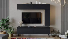 Гостиная «Глосс» №4 Яблоня Беллуно/Cтекло Графит матовый/Серый в Нягани - nyagan.mebel-tymen.ru | фото