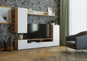 Гостиная "МИЯ" (ш2130*г346*в1680мм), ЛДСП дуб сонома/белый глянец в Нягани - nyagan.mebel-tymen.ru | фото