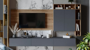 Гостиная «Порто» №6 Яблоня Беллуно, Графит софт в Нягани - nyagan.mebel-tymen.ru | фото