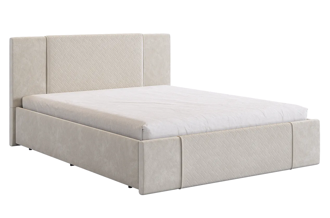 Кровать с основанием Хлоя 160х200 см крем (велюр) в Нягани - nyagan.mebel-tymen.ru | фото