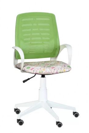 Кресло Ирис WHITE, сетка W (салатовая)/ткань Т54 (единорог) (подлокот.084) белая крестовина в Нягани - nyagan.mebel-tymen.ru | фото