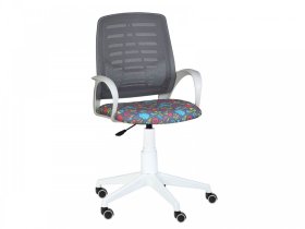 Кресло Ирис White сетка (черная)/ткань Т57 (сладости) (подлокот.084) белая крестовина в Нягани - nyagan.mebel-tymen.ru | фото