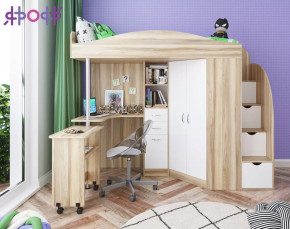 Кровать чердак Юниор 4 Винтерберг, Дуб молочный Ярофф в Нягани - nyagan.mebel-tymen.ru | фото