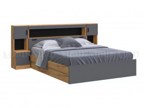Кровать с надстройкой с тумбами 1600 Басямиф, графит/дуб крафт в Нягани - nyagan.mebel-tymen.ru | фото