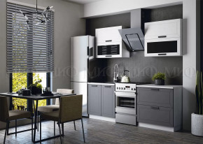 Кухня Монако 1,6м Компоновка №2 (Белый снег Софт/софт графит) в Нягани - nyagan.mebel-tymen.ru | фото