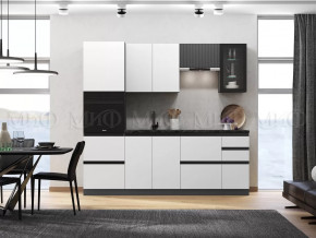 Кухня Техно-6 2,4м (Графит/Белый снег софт/Графит софт) в Нягани - nyagan.mebel-tymen.ru | фото