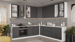 Кухонный гарнитур «Белладжио» №13 Белый, Софт графит в Нягани - nyagan.mebel-tymen.ru | фото