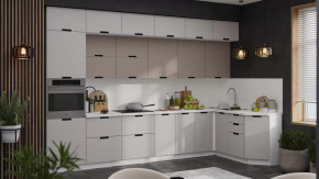 Кухонный гарнитур «Гренада» №11 Белый, Холст латте, Холст мокко в Нягани - nyagan.mebel-tymen.ru | фото