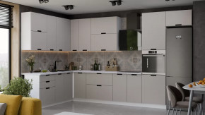 Кухонный гарнитур «Гренада» №18 Белый, Холст мокко в Нягани - nyagan.mebel-tymen.ru | фото