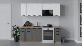 Кухонный гарнитур «Лорас» длиной 220 см Дуб крафт золотой/Холст белый/Холст вулкан в Нягани - nyagan.mebel-tymen.ru | фото