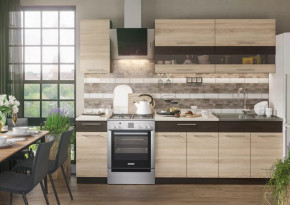 Кухонный гарнитур Маша 2,0 м венге/дуб сонома в Нягани - nyagan.mebel-tymen.ru | фото