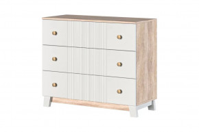 Ланзетти Комод 3 ящика Дуб Торонто/Жемчуг в Нягани - nyagan.mebel-tymen.ru | фото