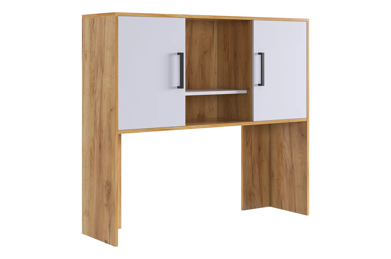 Надстройка стола компьютерного 1200 Лайт-2 дуб крафт золотой/белый в Нягани - nyagan.mebel-tymen.ru | фото