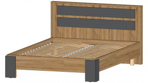 Ленора Кровать 1400 Дуб вотан/Графит в Нягани - nyagan.mebel-tymen.ru | фото