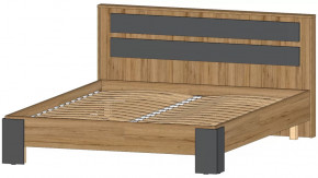 Ленора Кровать 1600 Дуб вотан/Графит в Нягани - nyagan.mebel-tymen.ru | фото