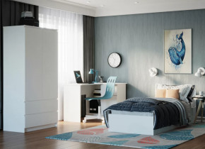 МОРИ КРМ 900.1/1 Кровать (сп/м 900*2000мм), ЛДСП белый (МП/3) в Нягани - nyagan.mebel-tymen.ru | фото