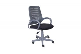 Кресло Ирис пластик серый-сетка серая/ткань NEO-26 (флок) серая (подл.пластик серый)/осн.пластик серый в Нягани - nyagan.mebel-tymen.ru | фото