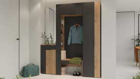 Прихожая «Асти» № 4 Дуб крафт золотой/Антрацит в Нягани - nyagan.mebel-tymen.ru | фото