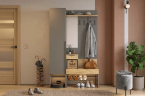 Прихожая Баско К3 графит/дуб крафт золотой в Нягани - nyagan.mebel-tymen.ru | фото