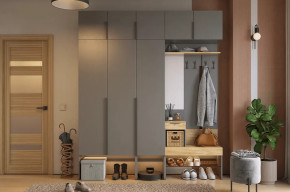 Прихожая Баско К7 графит/дуб крафт золотой в Нягани - nyagan.mebel-tymen.ru | фото
