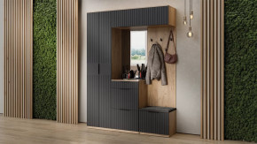 Прихожая «Хилтон» № 6 Дуб Крафт золотой, Графит матовый в Нягани - nyagan.mebel-tymen.ru | фото