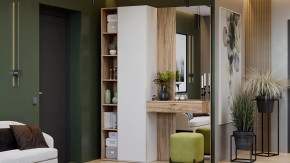 Прихожая «Порто» № 2 Белый Жемчуг, Яблоня Беллуно, Белый софт в Нягани - nyagan.mebel-tymen.ru | фото