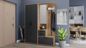 Прихожая «Витра» №4 Дуб Крафт золотой, Антрацит в Нягани - nyagan.mebel-tymen.ru | фото