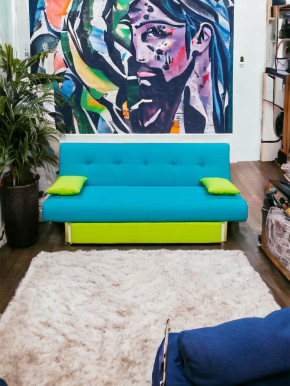 Прямой диван манго 4 Нео Азуре/Подушки Салат в Нягани - nyagan.mebel-tymen.ru | фото