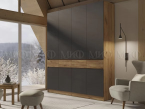 Шкаф 4-х створчатый Роджинамиф, дуб крафт/графит в Нягани - nyagan.mebel-tymen.ru | фото