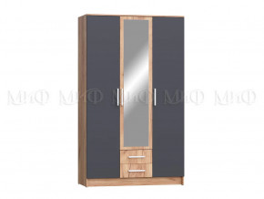 Шкаф для одежды 3-дверный Мартина ЛДСП Графит, Дуб крафт в Нягани - nyagan.mebel-tymen.ru | фото