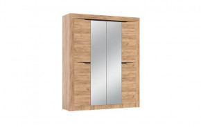 Шкаф для одежды 90.01 Флорида (4-х дв.) с зеркалом (ЛДСП Дуб золотой / ЛДСП Венге) в Нягани - nyagan.mebel-tymen.ru | фото