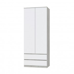 Шкаф двухдверный Лори, 902 мм, дуб серый/белый в Нягани - nyagan.mebel-tymen.ru | фото