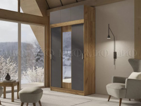 Шкаф с антресолью Басямиф, графит/дуб крафт в Нягани - nyagan.mebel-tymen.ru | фото