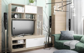 СОФИ СЦС1400.1 Гостиная №1 (ш1400*г450*в1725мм), ЛДСП дуб сонома/белый NEW в Нягани - nyagan.mebel-tymen.ru | фото