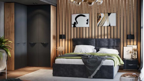 Спальный гарнитур «Глосс» №9 Яблоня Беллуно, Стекло Графит матовый в Нягани - nyagan.mebel-tymen.ru | фото