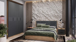 Спальный гарнитур «Хилтон» №2 Дуб Крафт золотой, Графит матовый в Нягани - nyagan.mebel-tymen.ru | фото