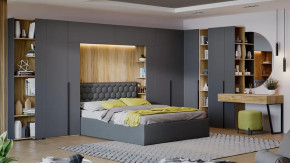 Спальный гарнитур «Порто» №3 Яблоня Беллуно, Графит софт, Велюр Confetti Stone в Нягани - nyagan.mebel-tymen.ru | фото