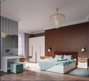 Спальня №1 ЛИЛЛЬ, ЛДСП Дуб крафт белый/Дуб крафт табачный в Нягани - nyagan.mebel-tymen.ru | фото