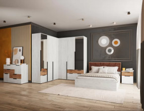 Спальня №2 Лилль Дуб крафт белый/дуб крафт табачный в Нягани - nyagan.mebel-tymen.ru | фото