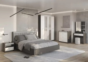 СТЕФАНИ Спальня №1, ЛДСП Графит-МДФ Серый софт/ЛДСП Рамух белый в Нягани - nyagan.mebel-tymen.ru | фото