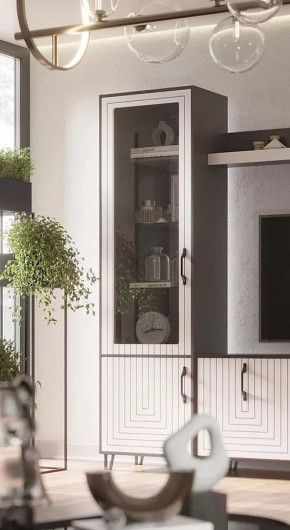 Стеклопенал Квадро М-1 серый графит/софт вайт в Нягани - nyagan.mebel-tymen.ru | фото