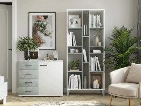 Стеллаж с комодом Asti и Nova Белый-Бетон в Нягани - nyagan.mebel-tymen.ru | фото