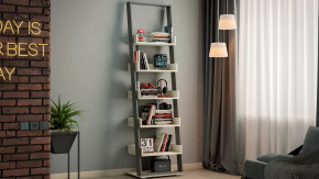 Стеллаж тип 15 Дуб крафт белый, Графит Серый в Нягани - nyagan.mebel-tymen.ru | фото