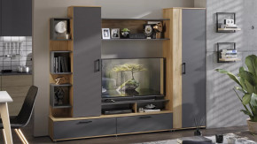 Стенка «Дакота» Дуб Крафт золотой, Антрацит в Нягани - nyagan.mebel-tymen.ru | фото