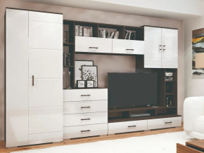 Стенка Коста МДФ Венге-белый глянец в Нягани - nyagan.mebel-tymen.ru | фото